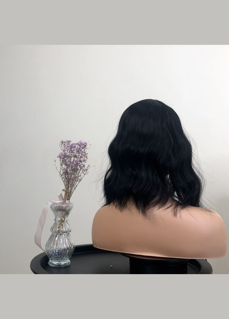 Парик черный каре с челкой, волнистый волос KITTO HAIR (291021266)