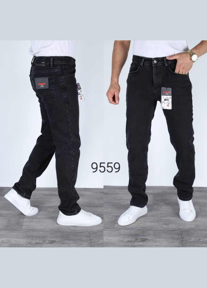 Темно-серые зимние джинсы FR утеплені 9616 BLACK DESTRY