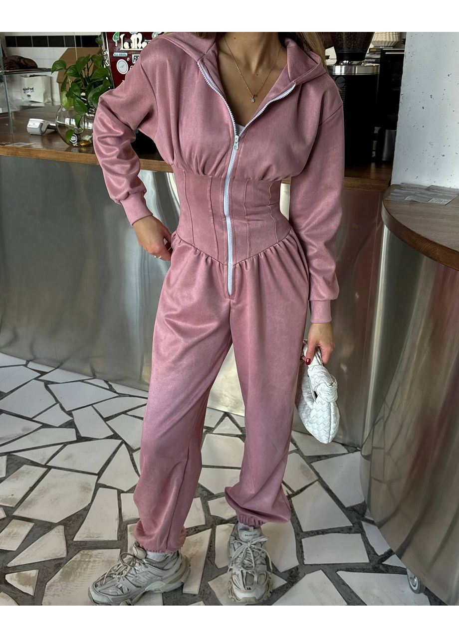 Стильний замшевий комбінезон Luna пудровий