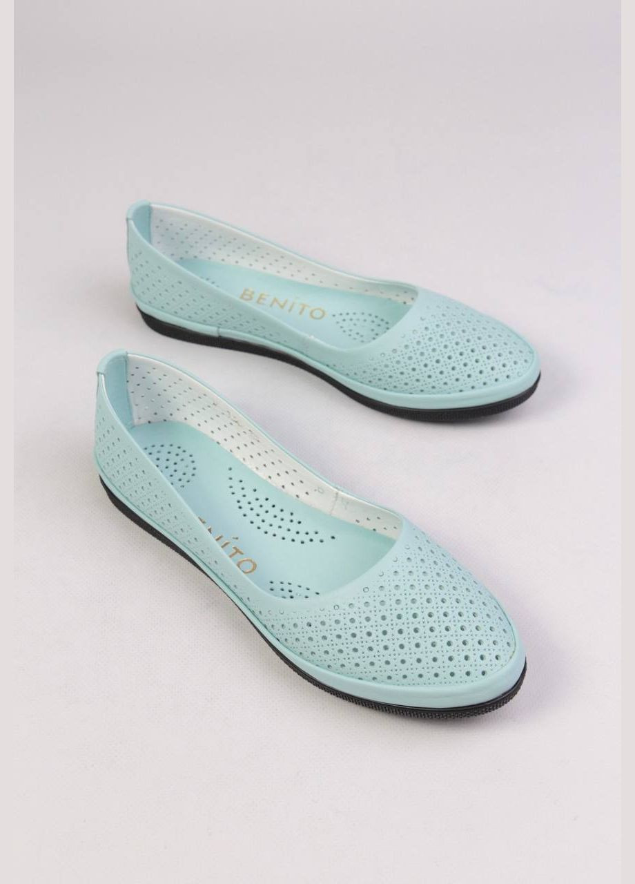 Женские балетки Benito | голубые однотонные натуральная кожа (316646137)