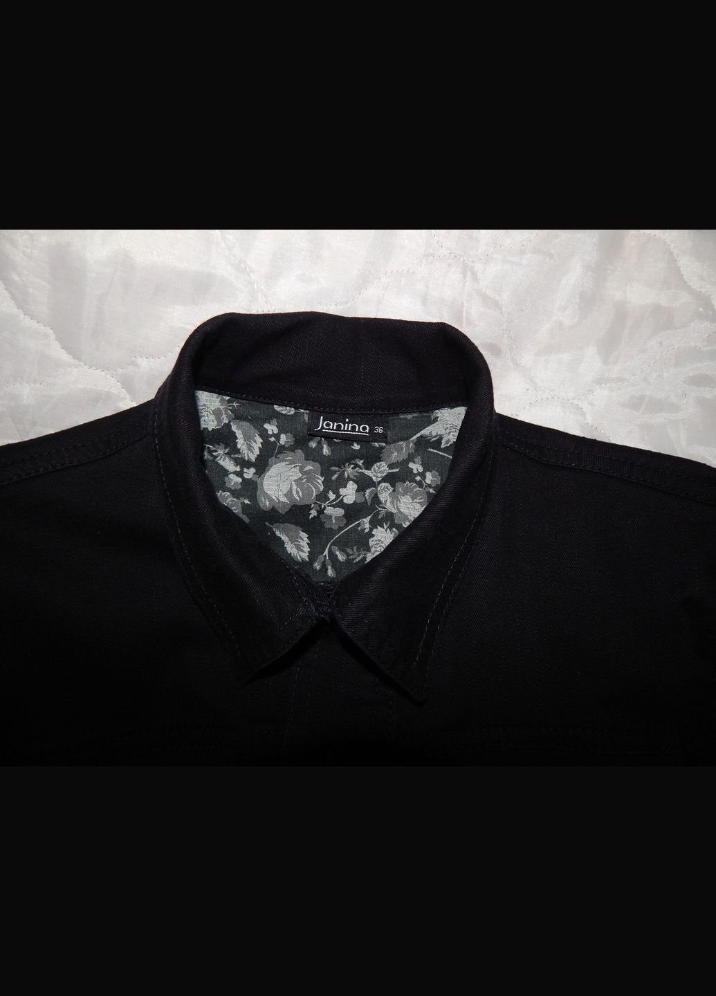 Чорна демісезонна куртка джинсова жіноча janina, ukr 46-48, eur 36 041dg (в зазначеному розмірі, тільки 1 шт.) No Brand