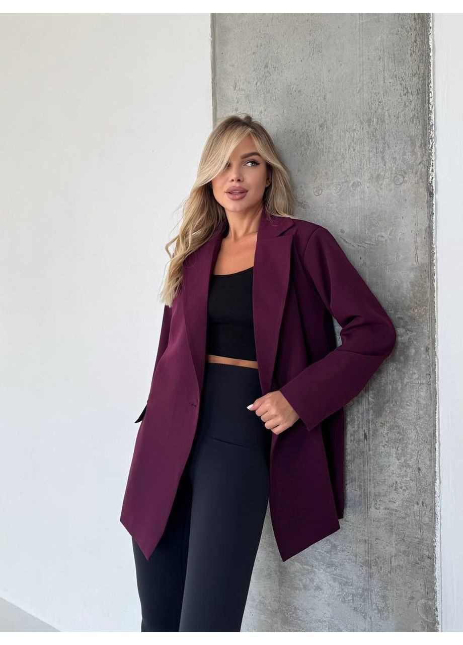 Бордовый женский пиджак бордового цвета No Brand однотонный - демисезонный