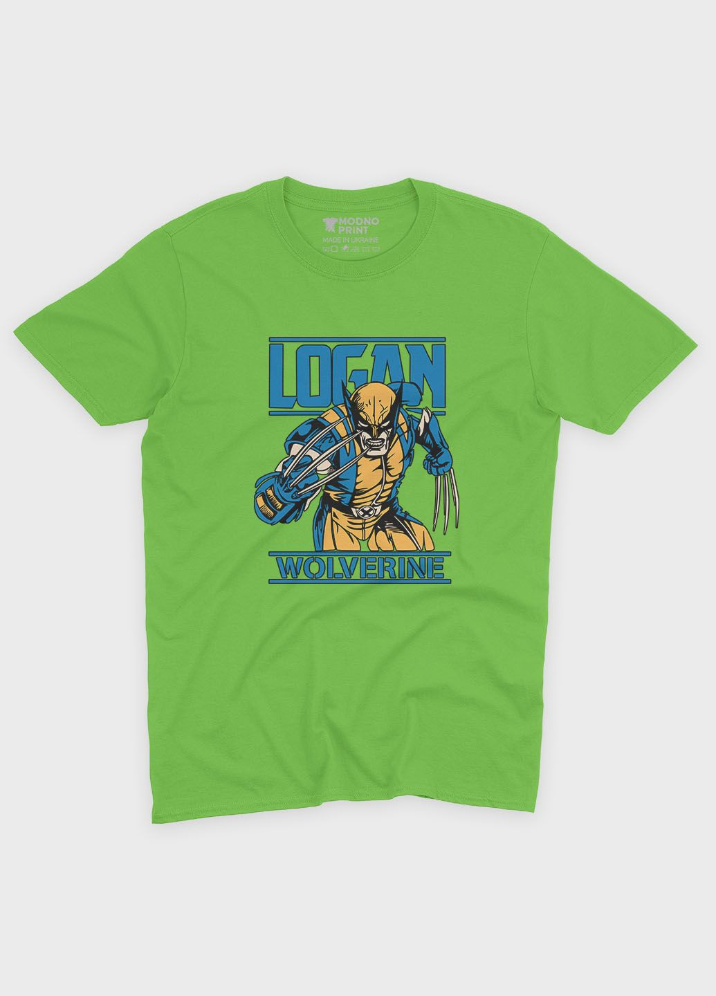 Салатовая демисезонная футболка для мальчика с принтом супергероя - росомаха (ts001-1-kiw-006-021-004-b) Modno