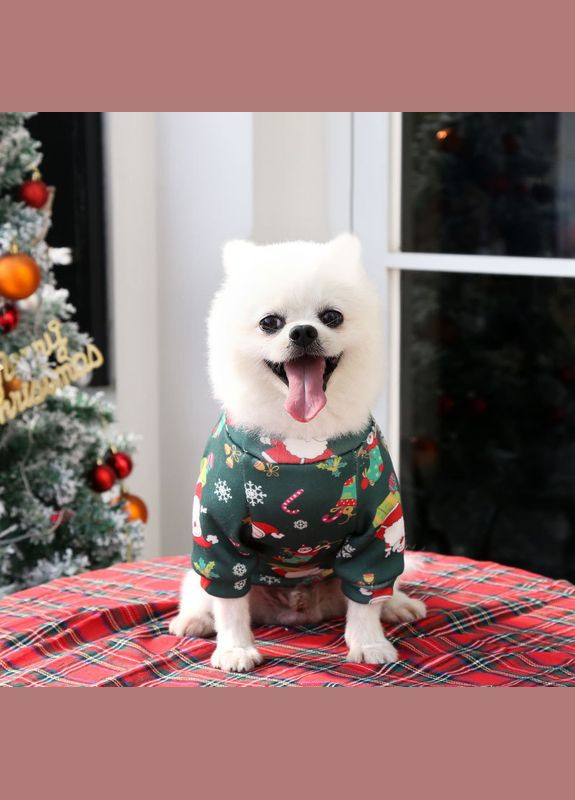 Різдвяний світшот для собак на флісі зеленого кольору розмір S No Brand (302372661)