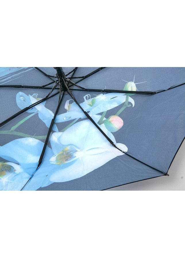 Голубой зонт автомат 3094 max comfort женский на 9 спиц принтом цветы черно-голубой Susino средний система антиветер (301647607)