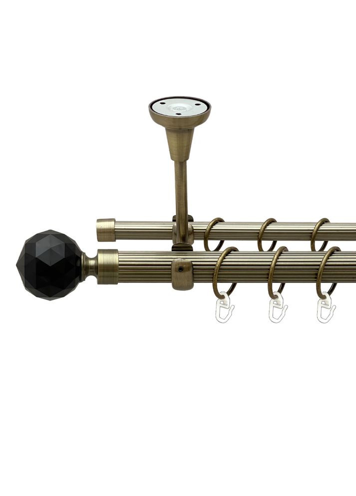 Карниз Люмиера Неро металлический двухрядный открытый к потолку рифленая труба Антик 25\16 мм 160 см (00-00024440) ORVIT (300846616)