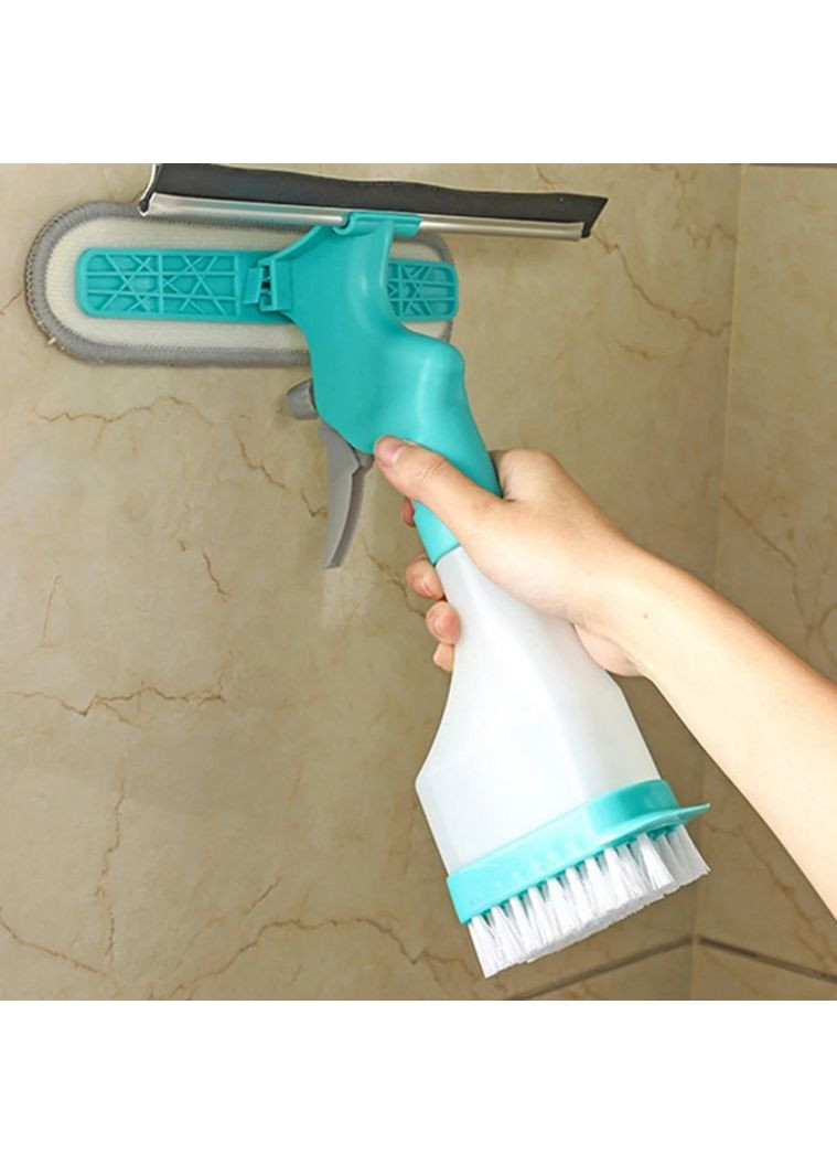 Двосторонній склоочисник 4в1 скребок губка та щітка універсальний ручний очищувач для вікон дзеркал скла з розпилювачем води No Brand (361161874)