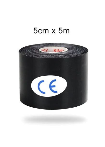 Кінезіо тейп 5 см х 5 м (кінезіологічна стрічка) чорний No Brand (356116914)
