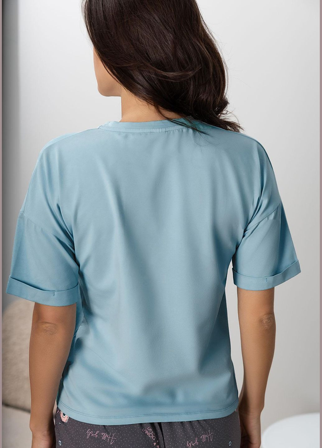 Голубая всесезон пижама женская футболка + шорты Roksana