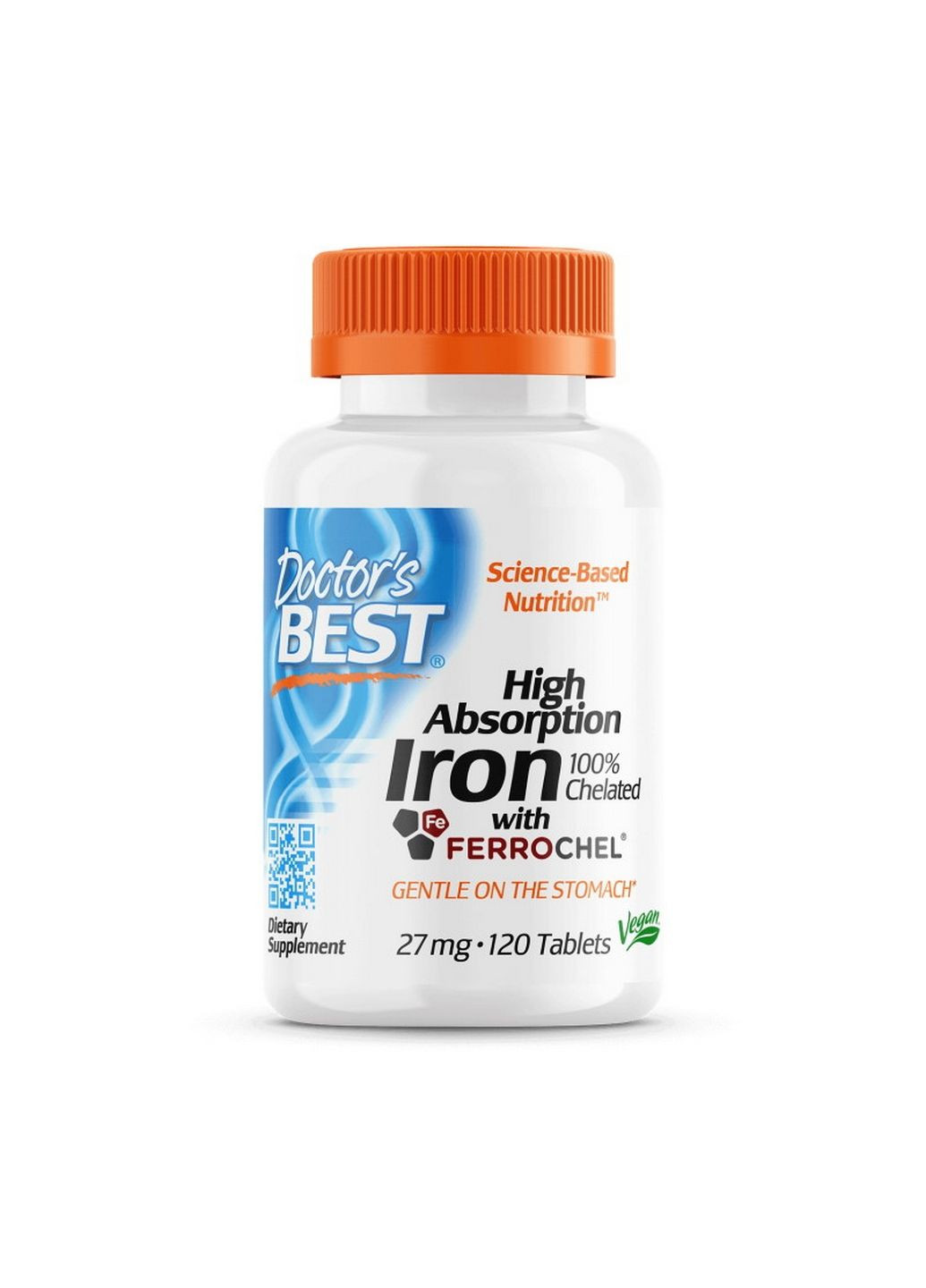 Витамины и минералы Iron 27 mg High Absorption, 120 таблеток Doctor's Best (293415660)