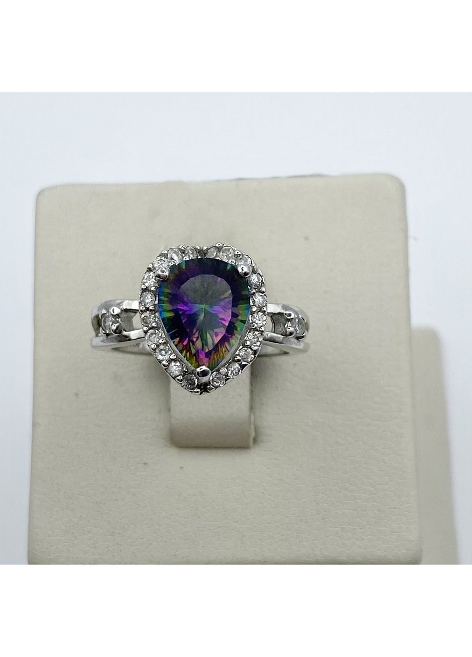 Кольцо серебряное с мистик топазом и кубическим цирконием 17 4,08 г No Brand (370142551)