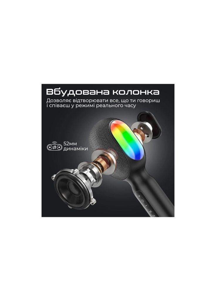 Микрофон (m401590) Promate VocalMic Bluetooth 2 x AUX LED Black (369032398)