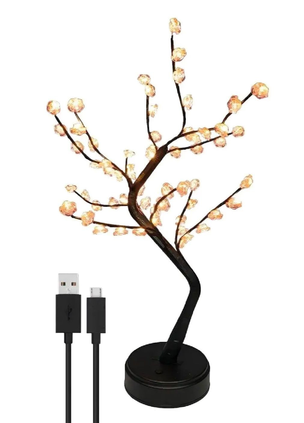 Декоративный настольный светильник ночник дерево с работой от батареек гибкими ветками USB (480428-Prob) Оранжевые цветы Unbranded (335206760)