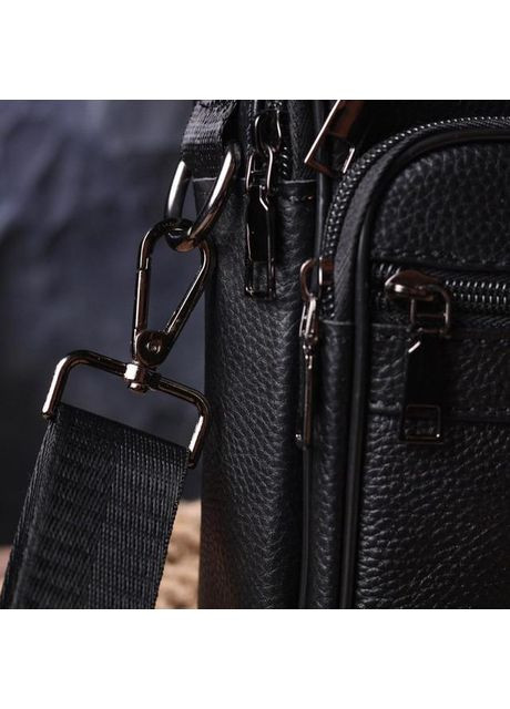 Сумка планшет через плече для документів та для телефону чоловіча з натуральної шкіри маленька Чорний 37062 Vintage (354229876)