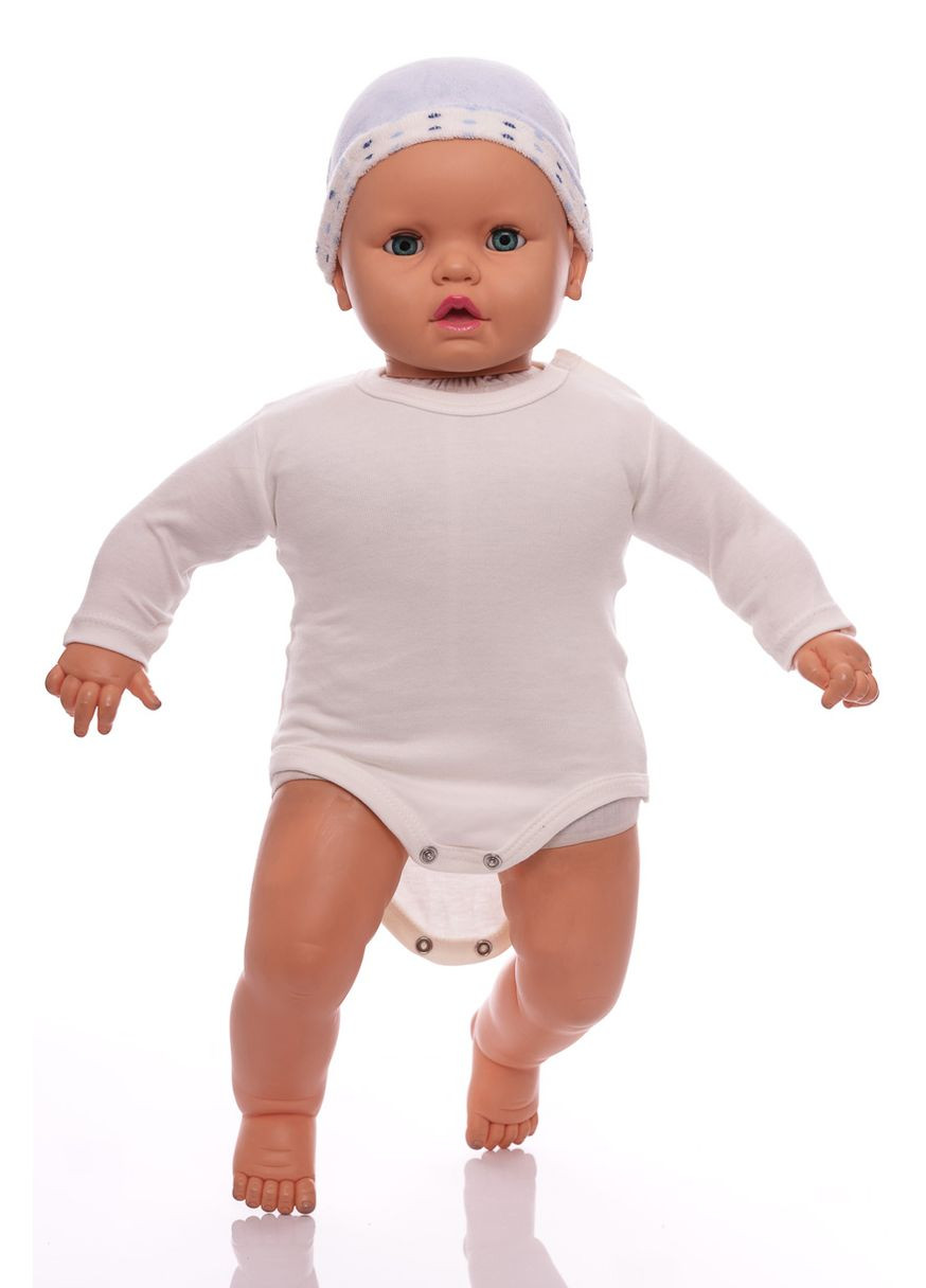 Голубой зимний комплект человечек с шапочкой для мальчика велюр с мишкой голубым см (29910) BABYKROHA