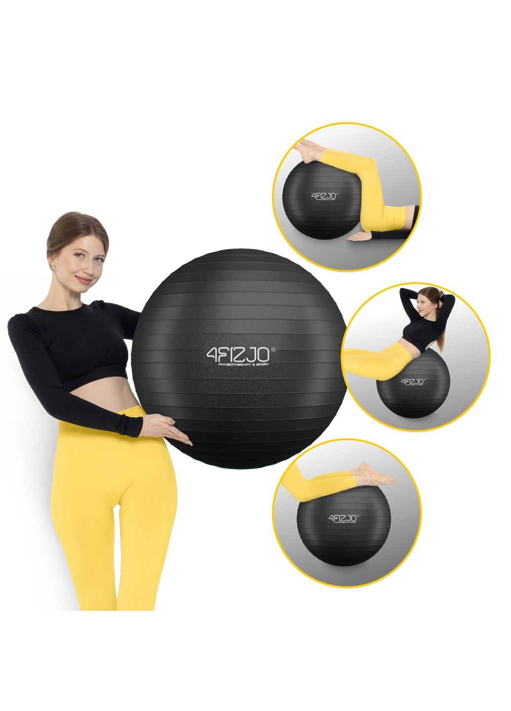 Мяч для фитнеса (фитбол) 75 см Anti-Burst Black () 4FIZJO P-5907739316370 (345710439)