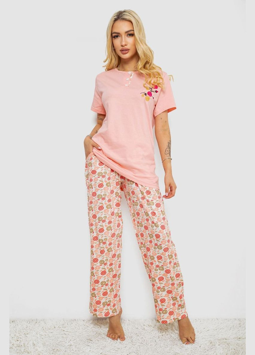 Персиковая всесезон пижама женская с принтом Fashion
