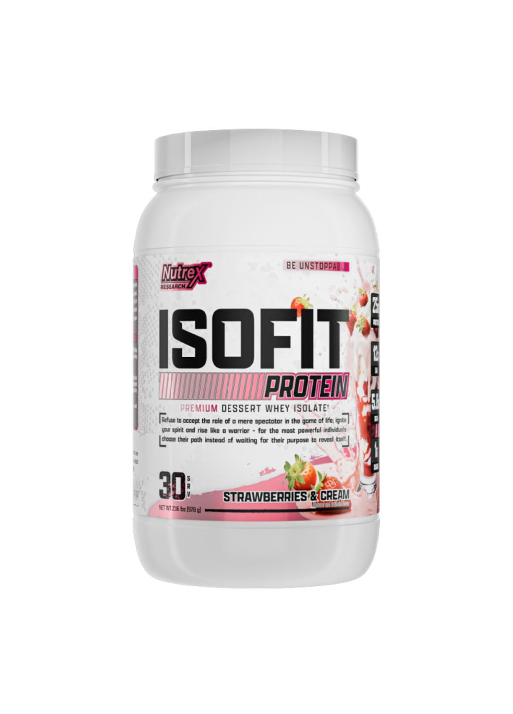 Сироватковий ізолят Isoﬁt 30srv Смак полуниці 100% білка для нарощування м'язів та відновлення енергії Nutrex (368988017)