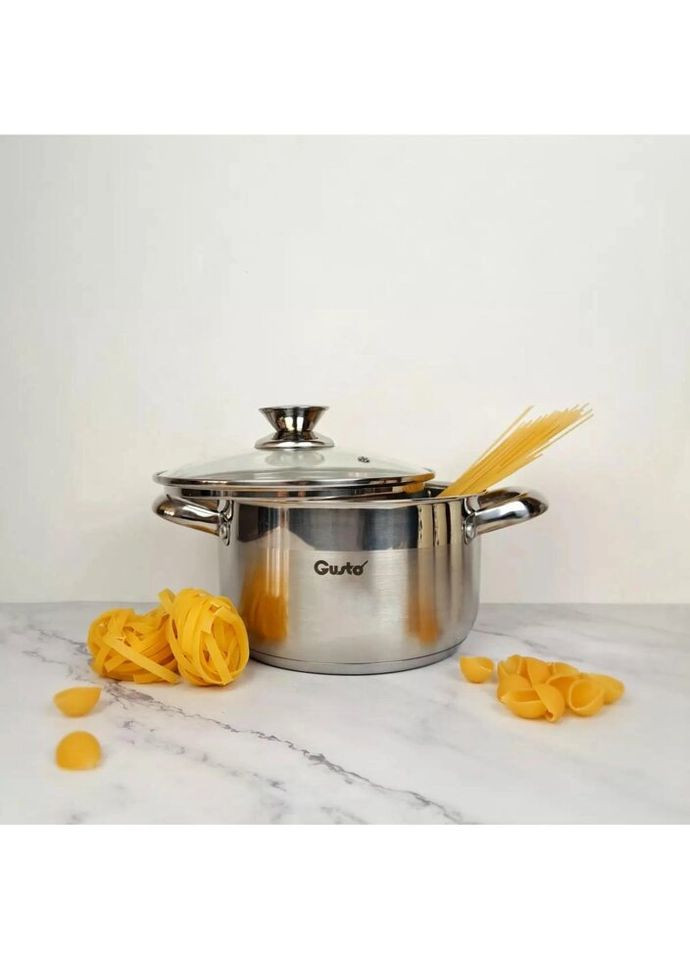 Кастрюля с крышкой ForСe GT-1107-24 24 см 6.1 л серебристая Gusto (335972866)