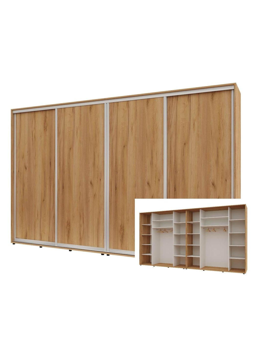 Шкаф-купе четырехдверный Комфорт Мебель 380*60*240 см Дуб золотой 4 двери ДСП Макси Комфорт Меблі (360435153)