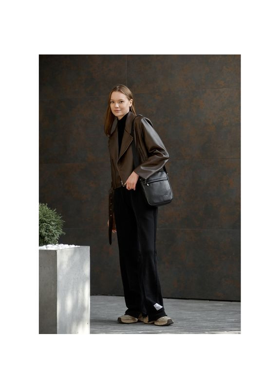 Шкіряна сумка через плече месенджер Makros чорна Sambag (325816280)