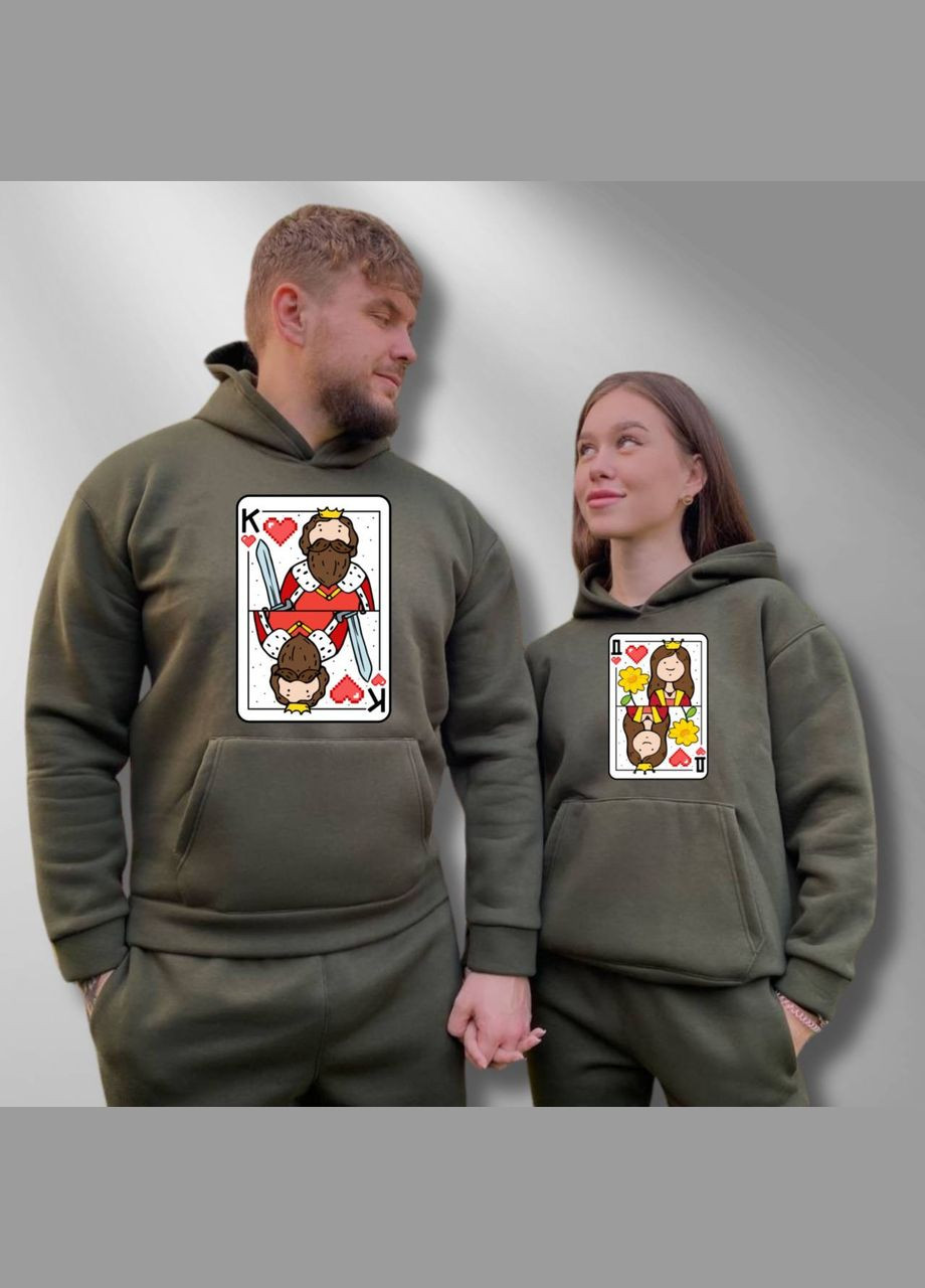 Парні худі теплі з капюшоном, в кольорі, принт "Король/Дама" (991) Hand Made (358897232)