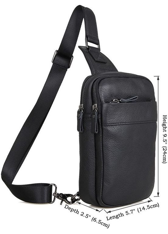 Сумка чоловіча через плече шкіряна слінг 14454 Чорний Vintage (302009161)