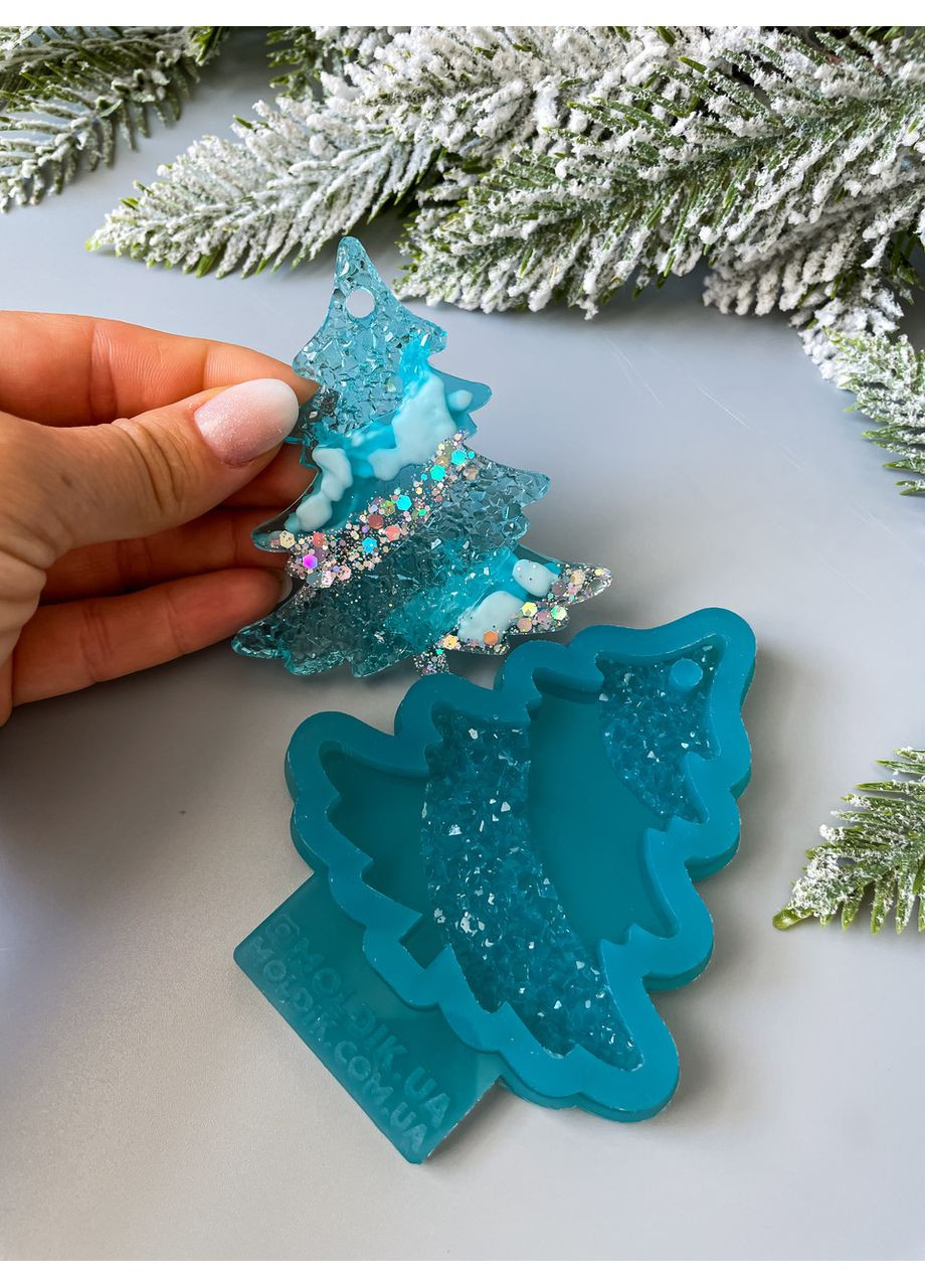 Молд Ялинка кристалічна форма для новорічних іграшок на ялинку силіконова форма для епоксидної смоли No Brand (370566859)
