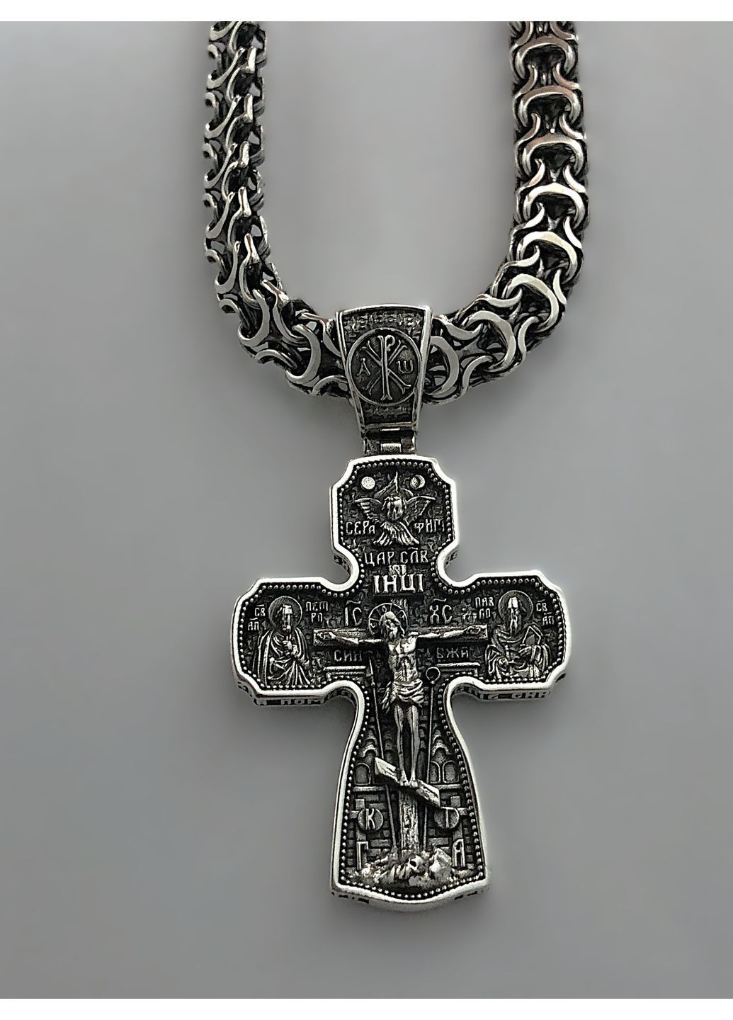 Комплект! Мужская серебряная цепь Рамзес и мужской серебряный крестик 17г DeLoS (370798588)