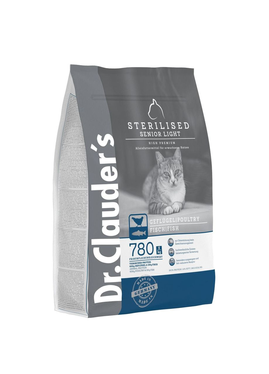 Сухой корм для стериализовых котов и котов с избыточным весом и/или возрастом более 8 лет High Premium Sterilised Dr.Clauder's (362915916)