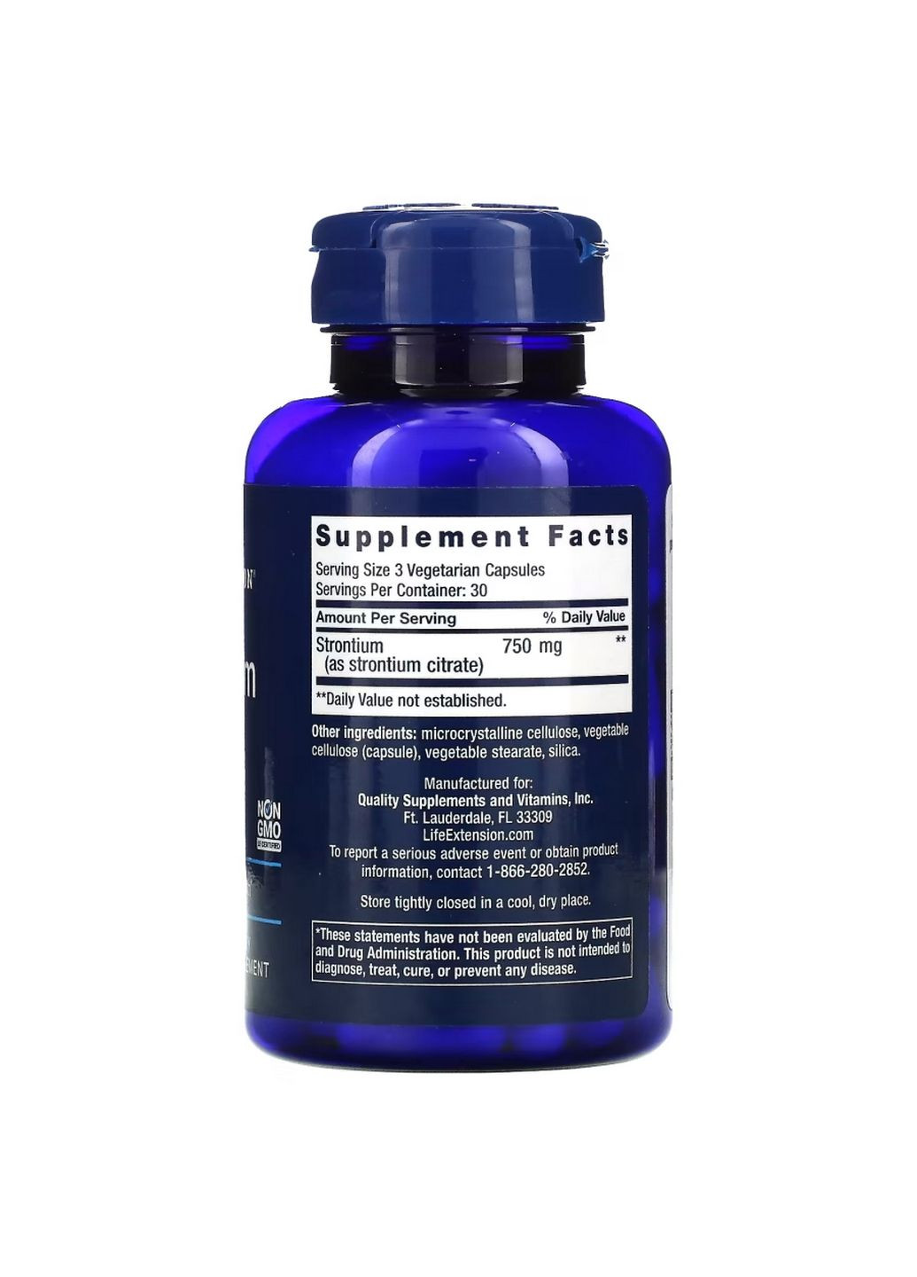Вітаміни та мінерали Strontium 750 mg, 90 вегакапсул Life Extension (293415652)