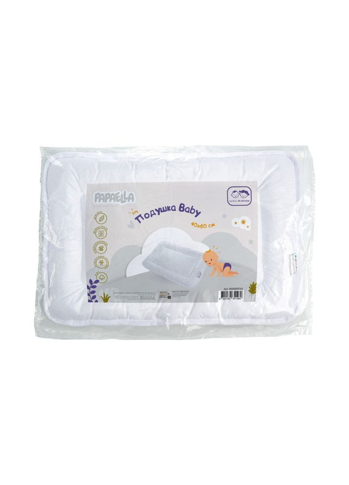 Подушка дитяча 40х60 у ліжечко PAPAELLA антиалергенна біла для немовлят плоска IDEIA (334726580)