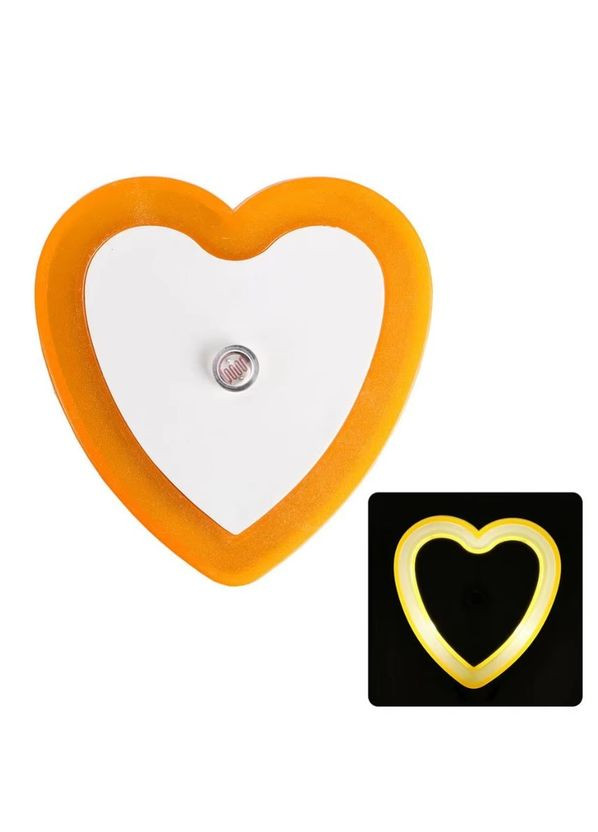 Неоновий світильник нічник Сердечко з датчиком світла DL в розетку жовтий Led (307471445)