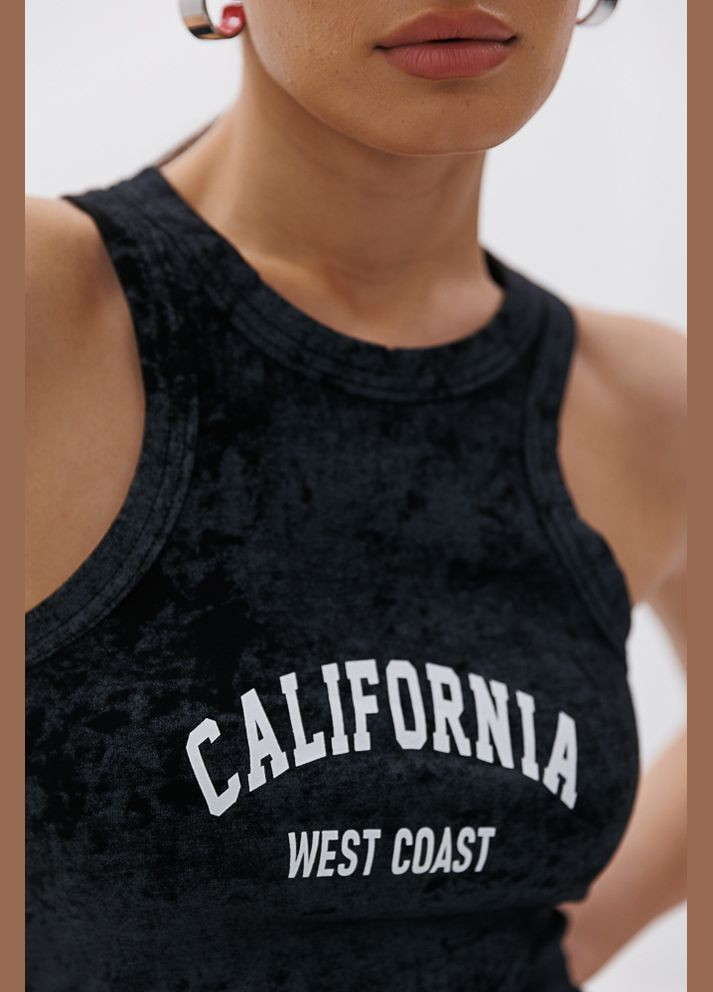 Майка жіноча з принтом California West Coast з вареним ефектом Arjen — 295903451