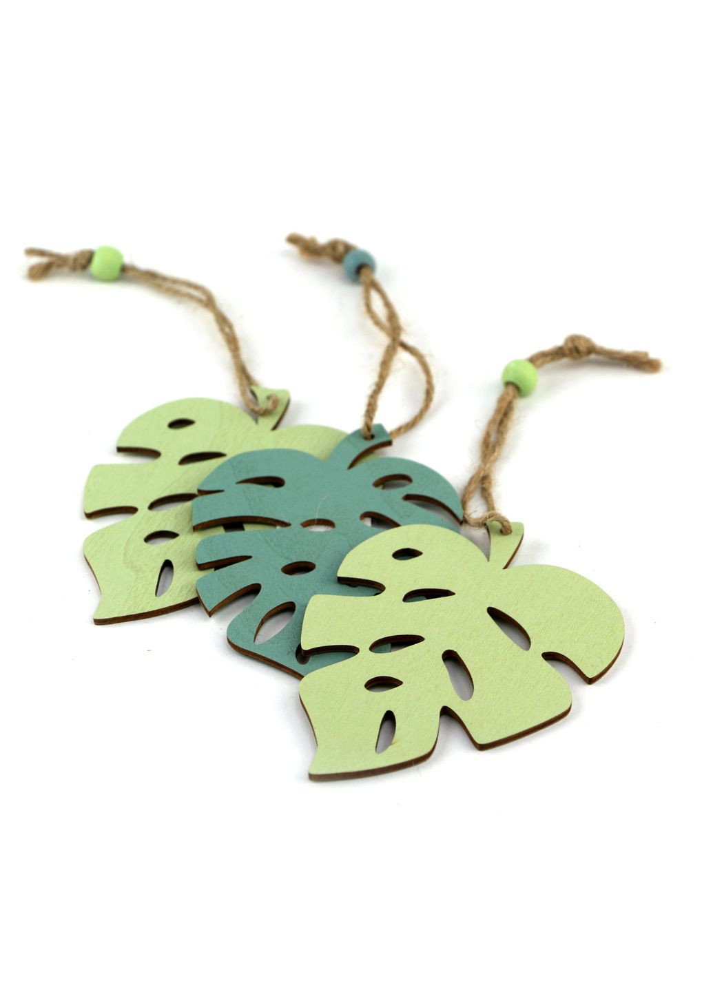 Набір підвісних дерев"яних прикрас "Листочки" 3 шт комбінований Livarno home (331017343)