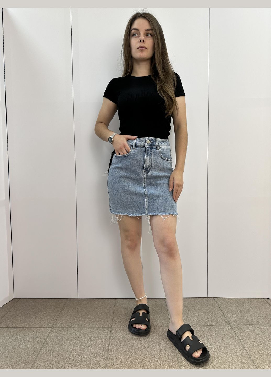 Синяя повседневная, кэжуал, джинсовая варенка юбка Sexy Sense