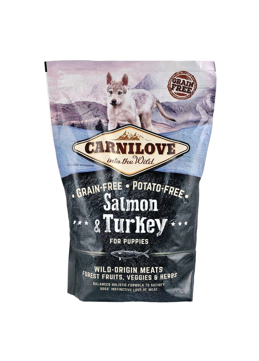 Сухой корм Salmon & Turkey для щенков всех пород, лосось и индейка, 1,5 кг. Carnilove (363196396)