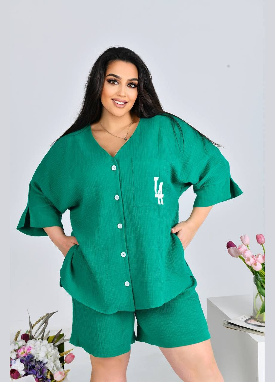 Жіночий костюм двійка з шортами колір малина New Trend (304647165)