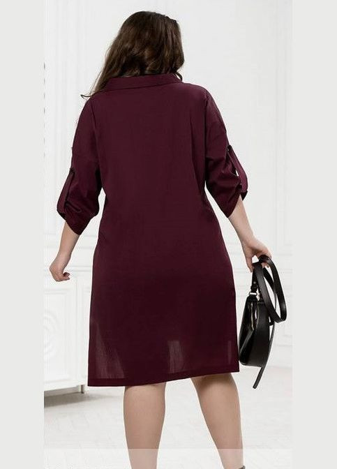 Бордовое джинсовое платье рубашка демисезонное женское элегантность и комфорт sf-174 бордовый, 58 Sofia однотонное