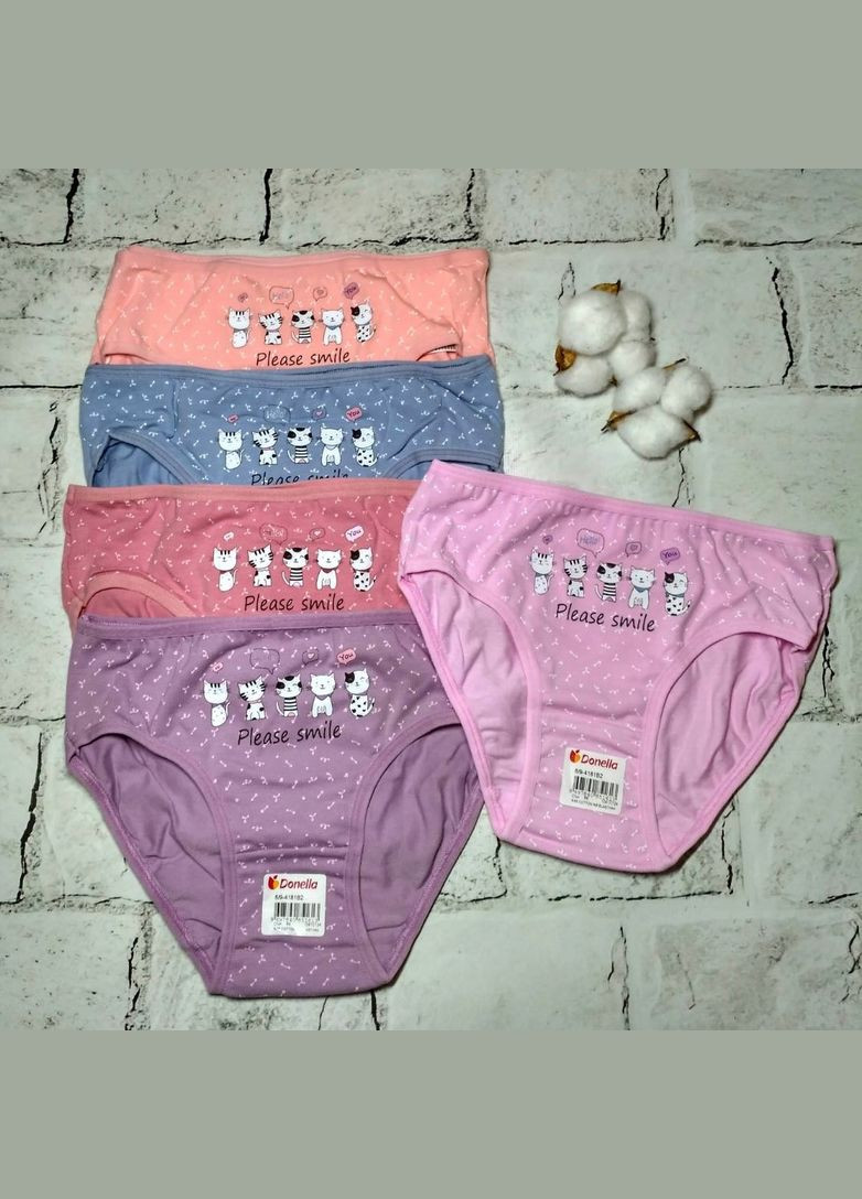 Трусики детские для девочки набор 5 шт хлопковые трусы девочке 134-140 см 8-9 лет Котики Donella (326051518)
