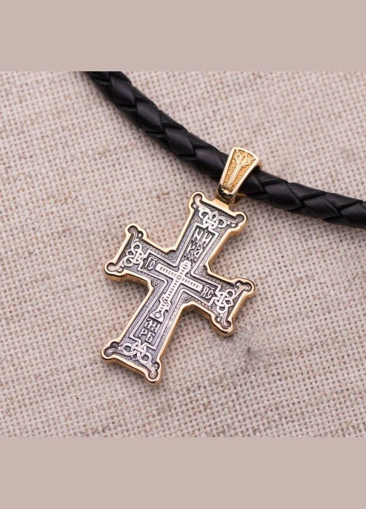 Срібний хрестик з позолотою «Голгофа» 131794 Oniks (264025240)