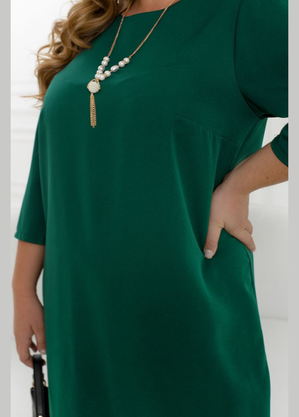 Темно-зеленое платье Minova однотонное