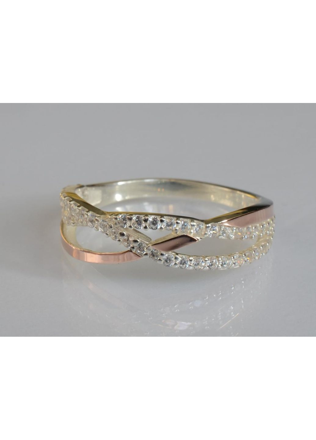 Срібна каблучка з золотими вставками Silver Style (367112333)