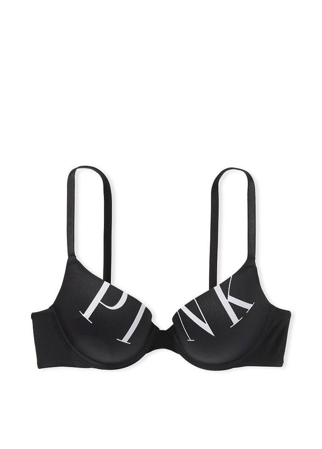 Чёрный бюстгальтер & pink push-up bra black pink logo Victoria's Secret