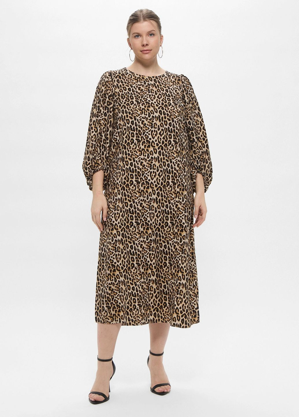 Комбинированное кэжуал платье из вискозы H&M однотонное