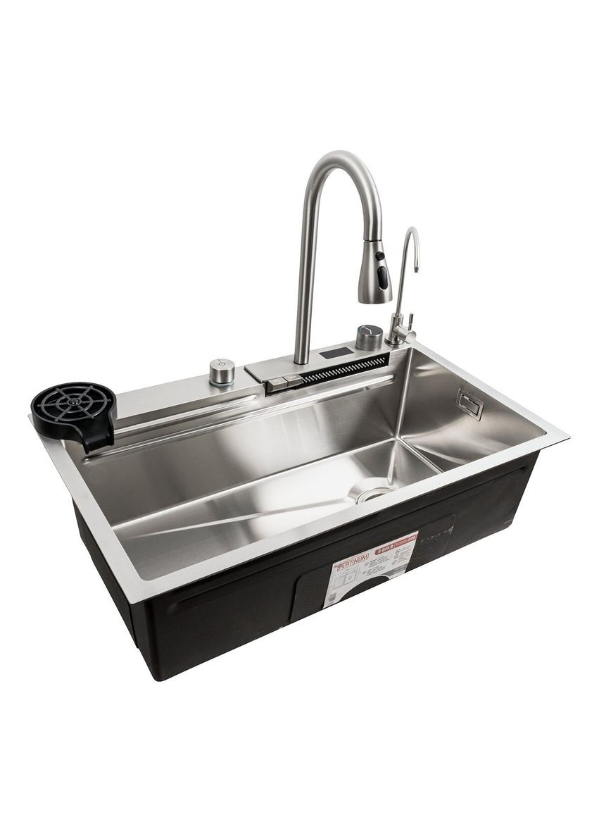 Кухонная мойка 75*45G сатин Handmade "Водопад" полная комплектация Platinum (336937288)