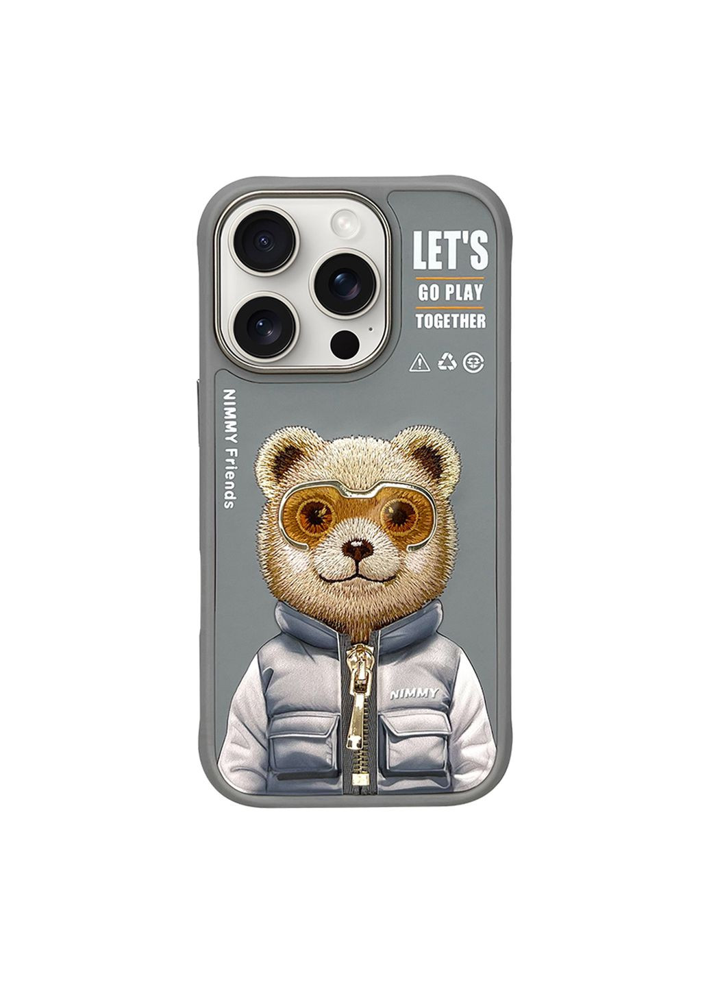 Чехол TPU+PC Nimmy 3D with Metal Buttons для iPhone 16 Pro Цвет Bear Grey No Brand Apple iPhone 16 Pro 2024 (336149976)