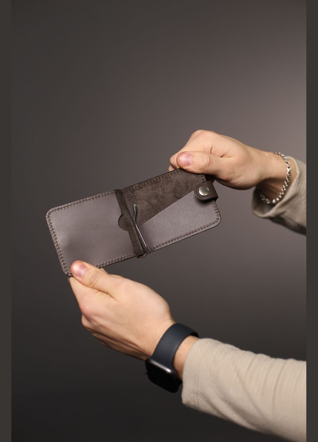 Затискач для купюр чоловічий шкіряний коричневий SKILL (299711781)