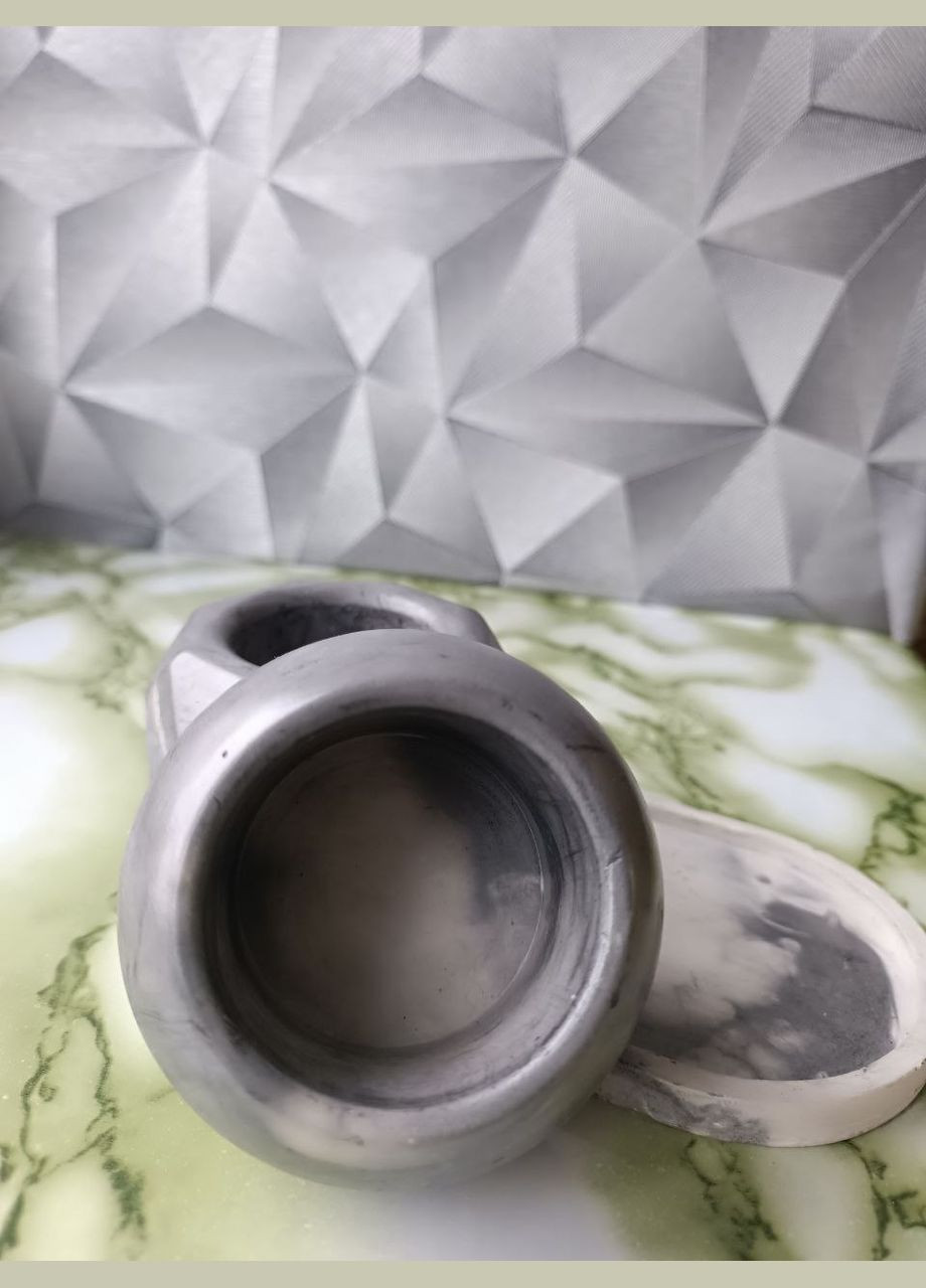 Набір кашпо з гіпсу для кактусів та суккулентів сірий мрамор ручна робота No Brand (315480197)