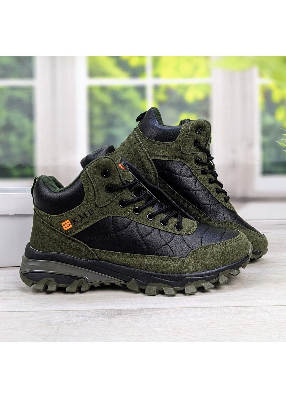 Хаки зимние ботинки мужские зимние спортивного плана KMB